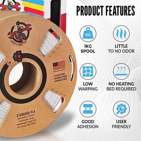 CRAFTYBOY PLA 3D Printer Filament - Black Filament 1.75mm, 1kg Spool – Fits FDM Printers Hobbyist to Professional Use, 3D Filament for Kids 3D Printer in Saudi Arabia