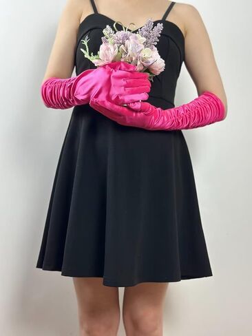 Women Long Satin Gloves Opera Party 20s Gloves Wedding Bridal Costume Party Accessories in Kuwait