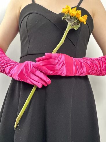 Women Long Satin Gloves Opera Party 20s Gloves Wedding Bridal Costume Party Accessories in Kuwait