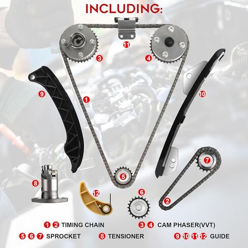 مجموعة سلسلة التوقيت PUENGSI متوافقة مع 2007-2009 Yaris 1.8L DOHC، 2009-2013 Corolla 1.8L DOHC، 2009-2013 Matrix 1.8L DOHC، 2011-2013 Prius 1.8L DOHC، 2012-2013 Prius V 1.8L DOHC والمزيد in Kuwait