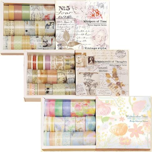 شريط لاصق مزخرف بشريط واشي من أجل لوازم سجل القصاصات اليدوية وتغليف الهدايا، ومستلزمات يوميات الكتاب المقدس، وتزيين الكتيبات المتطابقة بالكامل (60 لفة) in Kuwait