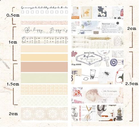 شريط لاصق مزخرف بشريط واشي من أجل لوازم سجل القصاصات اليدوية وتغليف الهدايا، ومستلزمات يوميات الكتاب المقدس، وتزيين الكتيبات المتطابقة بالكامل (60 لفة) in Kuwait