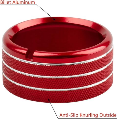 حلقة تقليم لمقابض داش لسيارة تشيفي سيلفرادو 2014-2018 - أضواء التحكم في درجة الحرارة لمروحة الراديو، غطاء مقبض التحكم في الإشارة الدائرية، مجموعة 8 قطع، أحمر in Kuwait