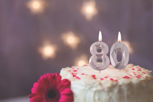 2 بوصة ذهبية 80 شموع عيد ميلاد، ثلاثية الأبعاد الماس رقم 80 كعكة توبر للرجال النساء حفلة عيد ميلاد زينة حفلة موضوع in Kuwait