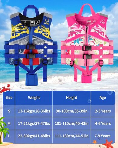 Vine Kids Swim Vest, Ideal Buoyancy Swimming Aid for Boys, Girls and Toddlers, Pink, M/3-5 Years in Saudi Arabia
