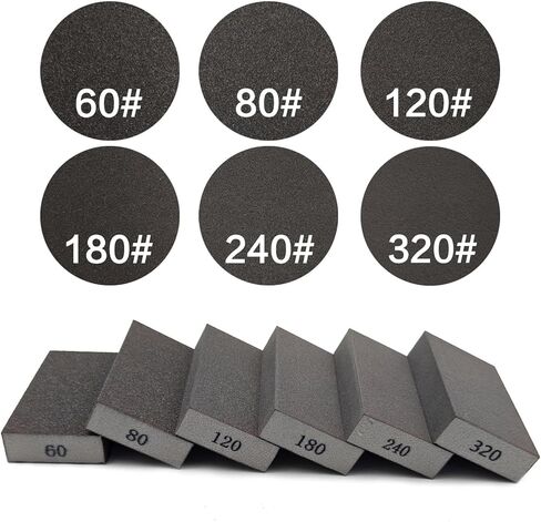5 "× 2.7" إسفنجة صنفرة كبيرة مكونة من 6 قطع مجموعة صنفرة 60 80 120 180 240 320 ورق رمل لإصلاح الجدران، مجموعة متنوعة من إسفنجات الصنفرة للخشب، وصنفرة الحوائط الجافة in Kuwait