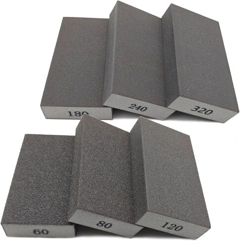 5 "× 2.7" إسفنجة صنفرة كبيرة مكونة من 6 قطع مجموعة صنفرة 60 80 120 180 240 320 ورق رمل لإصلاح الجدران، مجموعة متنوعة من إسفنجات الصنفرة للخشب، وصنفرة الحوائط الجافة in Kuwait