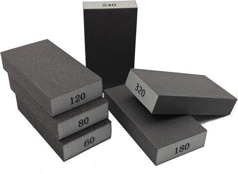 5 "× 2.7" إسفنجة صنفرة كبيرة مكونة من 6 قطع مجموعة صنفرة 60 80 120 180 240 320 ورق رمل لإصلاح الجدران، مجموعة متنوعة من إسفنجات الصنفرة للخشب، وصنفرة الحوائط الجافة in Kuwait