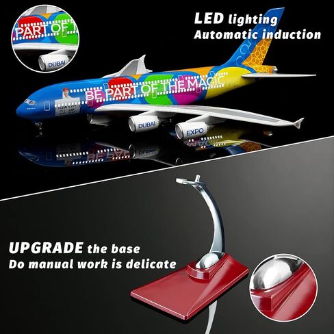 طائرة نموذجية كبيرة بمقياس 1:160 طراز ايرباص 380 نماذج طائرات طائرات دييكاست مع ضوء LED للتجميع أو الهدايا in Kuwait