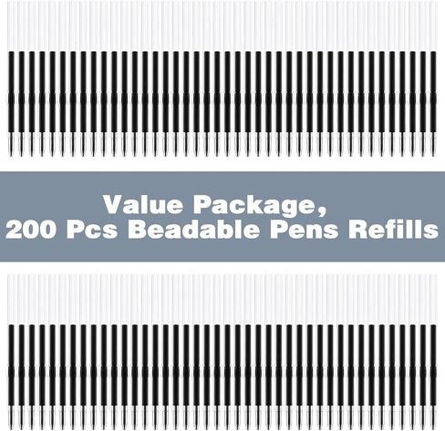200 Pcs Beadable Pens Refills, Plastic Bead Ballpoint Pen Refills Black/Blue Ink 1.0mm Replaceable Pens Refills Smooth Writing Bead Pens Refills 2.44 inch/6.2 cm (Blue) in Saudi Arabia