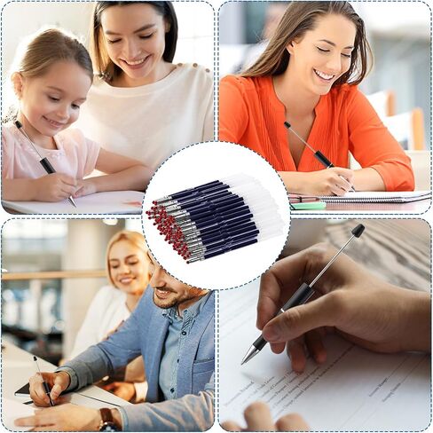 200 Pcs Beadable Pens Refills, Plastic Bead Ballpoint Pen Refills Black/Blue Ink 1.0mm Replaceable Pens Refills Smooth Writing Bead Pens Refills 2.44 inch/6.2 cm (Blue) in Saudi Arabia