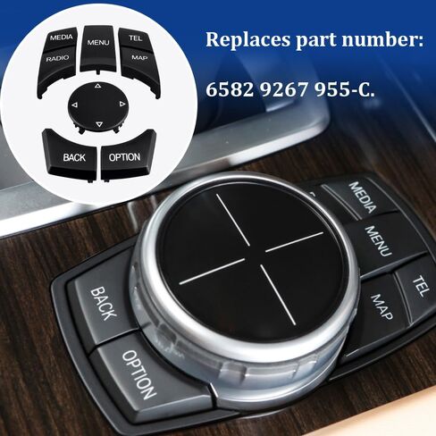 Multimedia IDrive Knob Control Button Fits for BMW 1 3 5 X1 X3 X5 X6 Series BMW F20 F22 F30 F34 F36 F10 F02 F06 F25 F15 Replaces 6582 9267 955-C Menu Cap Knob Button (Model B) in Saudi Arabia