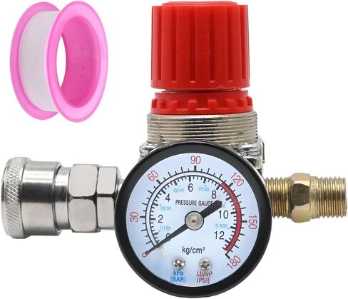 1/4" Air Compressor Pressure Regulator with Gauge 0-180 PSI Air Gauge Regulator Inline for Air Compressor and Pneumatic Tools Air Regulator (3-Way Valve) in Saudi Arabia
