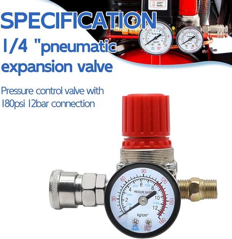1/4" Air Compressor Pressure Regulator with Gauge 0-180 PSI Air Gauge Regulator Inline for Air Compressor and Pneumatic Tools Air Regulator (3-Way Valve) in Saudi Arabia