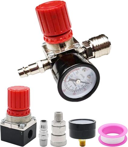 1/4" Air Compressor Pressure Regulator with Gauge 0-180 PSI Air Gauge Regulator Inline for Air Compressor and Pneumatic Tools Air Regulator (3-Way Valve) in Saudi Arabia