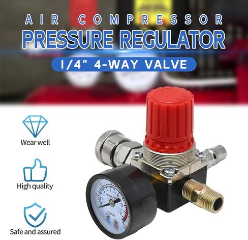1/4" Air Compressor Pressure Regulator with Gauge 0-180 PSI Air Gauge Regulator Inline for Air Compressor and Pneumatic Tools Air Regulator (3-Way Valve) in Saudi Arabia