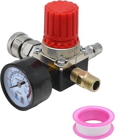 1/4" Air Compressor Pressure Regulator with Gauge 0-180 PSI Air Gauge Regulator Inline for Air Compressor and Pneumatic Tools Air Regulator (3-Way Valve) in Saudi Arabia