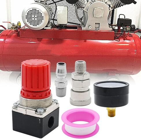 1/4" Air Compressor Pressure Regulator with Gauge 0-180 PSI Air Gauge Regulator Inline for Air Compressor and Pneumatic Tools Air Regulator (3-Way Valve) in Saudi Arabia