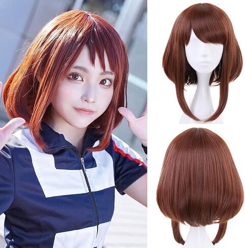 Short Straight Black and Green Cosplay Wig Anime Costume Synthetic Hair for Halloween Women, Girl Costumes Wigs Party in Kuwait