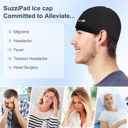 SuzziPad Cold Cap for Chemotherapy Patients, Migraine Relief Cap, Headache Ice Pack, Ice Cap for Chemo, Ice Hats for Migraines, Cancer Care Gifts for Women and Men, Comfort Items for Chemo Patients in Saudi Arabia