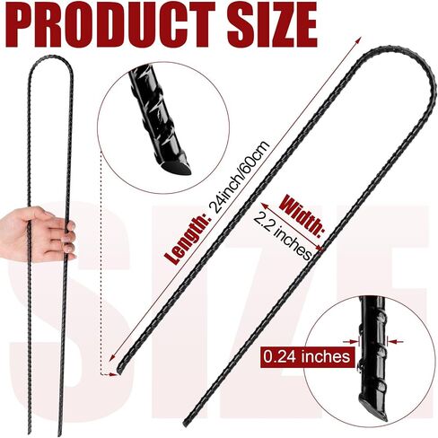 12 Pcs Extra Long Trampoline Rebar Stakes, Coated Trampoline Stakes Heavy Duty U Shaped Stakes Safety Ground Anchors Garden Stakes for Camping Tents, Swing Set, Fences, Garden(20 Inch Long) in Saudi Arabia