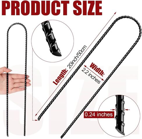 12 Pcs Extra Long Trampoline Rebar Stakes, Coated Trampoline Stakes Heavy Duty U Shaped Stakes Safety Ground Anchors Garden Stakes for Camping Tents, Swing Set, Fences, Garden(20 Inch Long) in Saudi Arabia
