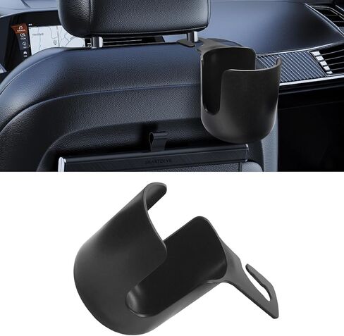 حامل أكواب مزود بخطاف لمسند رأس مقعد السيارة، ملحقات سفر متعددة الوظائف لتخزين أكواب السيارة، حامل أكواب سيارة عالمي للأطفال والكبار، نظام تعليق عالمي (أسود) in Kuwait