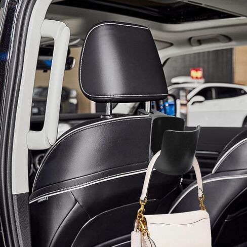 حامل أكواب مزود بخطاف لمسند رأس مقعد السيارة، ملحقات سفر متعددة الوظائف لتخزين أكواب السيارة، حامل أكواب سيارة عالمي للأطفال والكبار، نظام تعليق عالمي (أسود) in Kuwait
