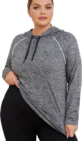 FOREYOND Plus Size Hoodies for Women Workout Tops Lightweight Sweatshirts Thumb Hole Athletic Tops Running Shirts in Kuwait