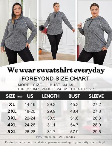 FOREYOND Plus Size Hoodies for Women Workout Tops Lightweight Sweatshirts Thumb Hole Athletic Tops Running Shirts in Kuwait