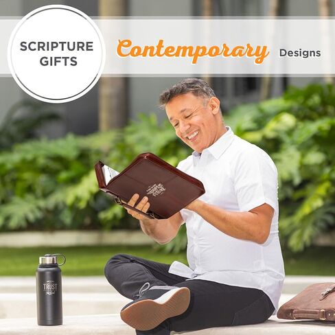 Christian Art Gifts Protective Chestnut Brown Faux Leather Classic Bible Cover Carry Case for Men and Grads: Hope and a Future - Jeremiah 29:11 Inspirational Bible Verse with Zipper and Pocket, Medium in Saudi Arabia