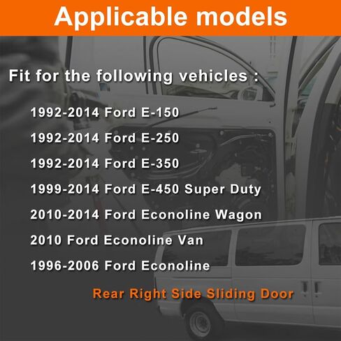 مزلاج قفل الباب المنزلق مع كابل متوافق مع Ford 1992-2014 E150 E250 E350 E450 Econoline مزلاج باب بمفصلات من جانب الركاب الأيمن مع مجموعة المقبض 6C2Z-15264A00-BA in Saudi Arabia