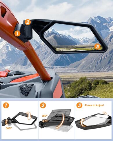 مرايا جانبية X3 مع إشارة انعطاف، مصابيح وامضة لمؤشر مرآة المراجعة X3 متوافقة مع 2017-2023 Can Am Maverick X3 وX3 Max XRS XDS Turbo R RR in Kuwait