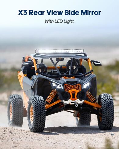 مرايا جانبية X3 مع إشارة انعطاف، مصابيح وامضة لمؤشر مرآة المراجعة X3 متوافقة مع 2017-2023 Can Am Maverick X3 وX3 Max XRS XDS Turbo R RR in Kuwait