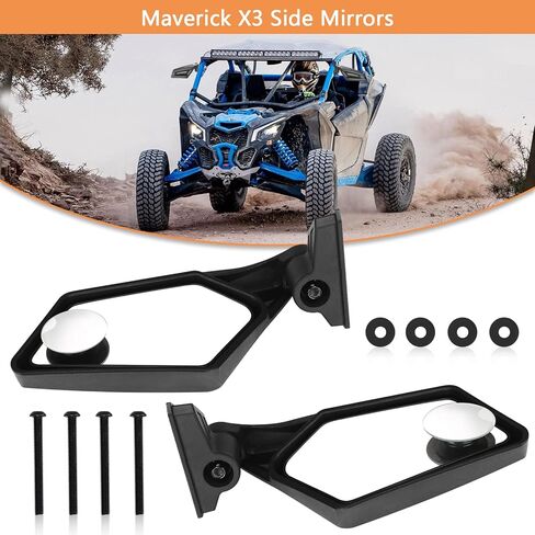 مرايا جانبية Maverick X3 - مرايا جانبية UTV لعام 2017-2023 Can Am Maverick X3 - وظيفة طي الظهر - سهلة التركيب - استبدال OEM #715002898 - تباع كزوج in Kuwait