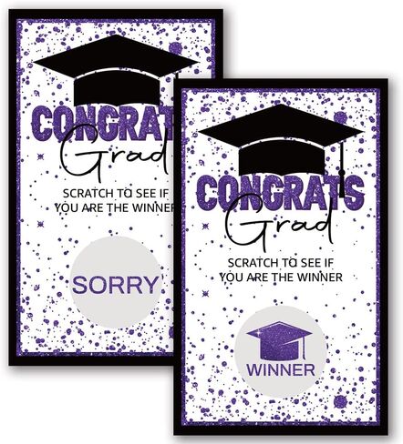 50 قطعة من بطاقات الخدش لحفلات التخرج، 2 بوصة × 3.5 بوصة، بطاقات لوازم ألعاب حفلات التخرج، بطاقات ألعاب مضحكة لحفلات التخرج للمدرسة الثانوية أو حفلات التخرج الجامعية (DLM182) in Kuwait