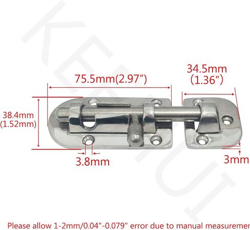 keehui Marine 316 Stainless Steel Heavy Duty 2-3/8 Inch Locker Latch Slide Barrel Bolt for Marine Boat Window/Door/Hatch/Cabinet in Saudi Arabia
