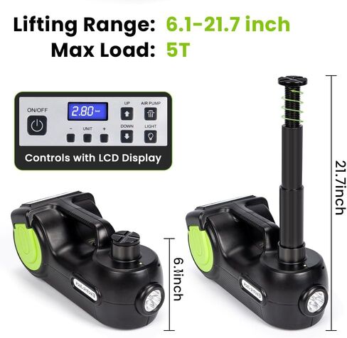 Anbull Electric Car Jack Kit 5 Ton,Hydraulic Car Jack Lift DC12V with Electric Impact Wrench & Inflator for SUV MPV Sedan Truck Tire Change & Garage Repair（Lifting Range 6.1-21.7 inch） in Saudi Arabia