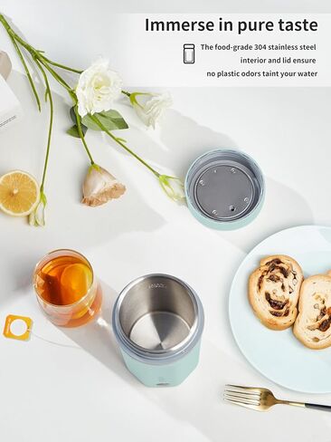 balbali 17oz Travel Kettle Portable Electric Kettle - Mini Hot Water Boiler/Maker/Heater/Warmer for Tea - Small Electric Thermos Heated Travel Mug - Portable Kettle for Travel - Green in Kuwait