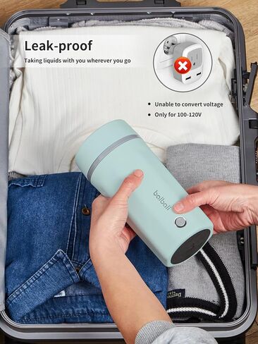 balbali 17oz Travel Kettle Portable Electric Kettle - Mini Hot Water Boiler/Maker/Heater/Warmer for Tea - Small Electric Thermos Heated Travel Mug - Portable Kettle for Travel - Green in Kuwait