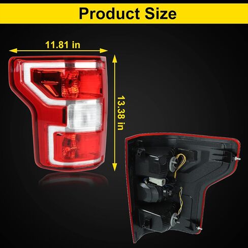 BLACKHORSE-RACING Rear Tail Lamp Light Left Driver Side Compatible with Ford F150 F-150 2018 2019 2020, Red&Clear Lens in Saudi Arabia