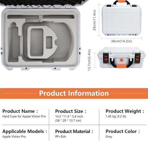 حافظة صلبة لهاتف Apple Vision Pro، حقيبة حمل مدمجة للسفر والتخزين المنزلي، حافظة مقاومة للماء VR متوافقة مع Apple Vision Pro، ملحقات Apple Vision Pro المتميزة، فضي in Kuwait