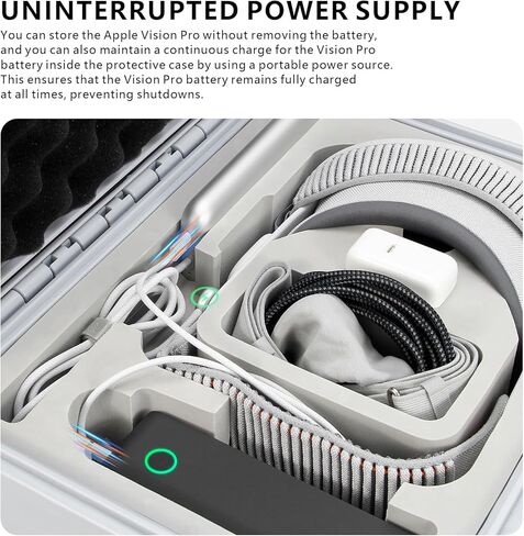 حافظة صلبة لهاتف Apple Vision Pro، حقيبة حمل مدمجة للسفر والتخزين المنزلي، حافظة مقاومة للماء VR متوافقة مع Apple Vision Pro، ملحقات Apple Vision Pro المتميزة، فضي in Kuwait