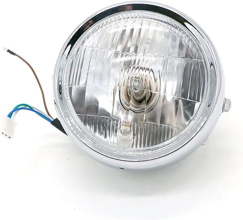 مصباح أمامي للدراجة النارية 12 فولت مصباح أمامي هالوجين معدني عتيق يناسب مقهى المتسابق بوبر (فضي + أبيض) in Kuwait