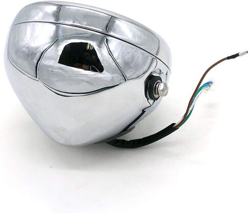 مصباح أمامي للدراجة النارية 12 فولت مصباح أمامي هالوجين معدني عتيق يناسب مقهى المتسابق بوبر (فضي + أبيض) in Kuwait