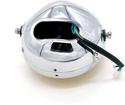 مصباح أمامي للدراجة النارية 12 فولت مصباح أمامي هالوجين معدني عتيق يناسب مقهى المتسابق بوبر (فضي + أبيض) in Kuwait