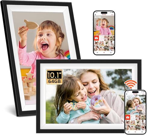 إطار صورة رقمي من Frameo مقاس 10.1 بوصة إطار صور رقمي WiFi ذكي مع ذاكرة 64 جيجابايت، إطار صورة إلكتروني مع شاشة لمس IPS 1280x800، تدوير تلقائي وعرض شرائح، إعداد سهل لمشاركة الصور والفيديو in Saudi Arabia