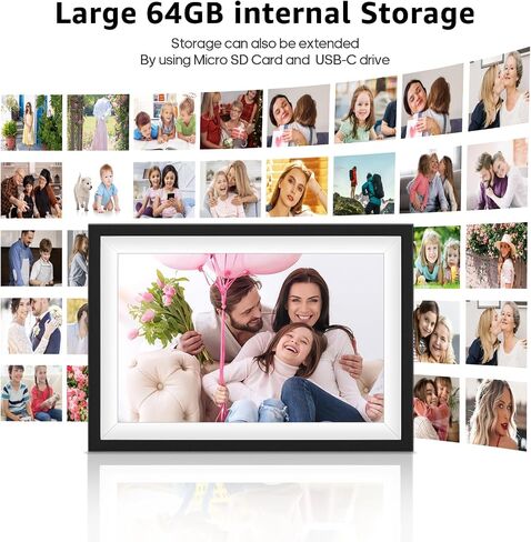 إطار صورة رقمي من Frameo مقاس 10.1 بوصة إطار صور رقمي WiFi ذكي مع ذاكرة 64 جيجابايت، إطار صورة إلكتروني مع شاشة لمس IPS 1280x800، تدوير تلقائي وعرض شرائح، إعداد سهل لمشاركة الصور والفيديو in Saudi Arabia