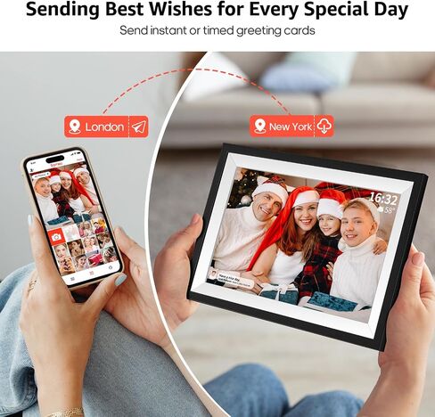 إطار صورة رقمي من Frameo مقاس 10.1 بوصة إطار صور رقمي WiFi ذكي مع ذاكرة 64 جيجابايت، إطار صورة إلكتروني مع شاشة لمس IPS 1280x800، تدوير تلقائي وعرض شرائح، إعداد سهل لمشاركة الصور والفيديو in Saudi Arabia