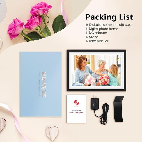 إطار صورة رقمي من Frameo مقاس 10.1 بوصة إطار صور رقمي WiFi ذكي مع ذاكرة 64 جيجابايت، إطار صورة إلكتروني مع شاشة لمس IPS 1280x800، تدوير تلقائي وعرض شرائح، إعداد سهل لمشاركة الصور والفيديو in Saudi Arabia